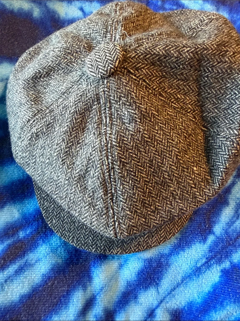 Herringbone Wool Newsboy Cap - Gray
